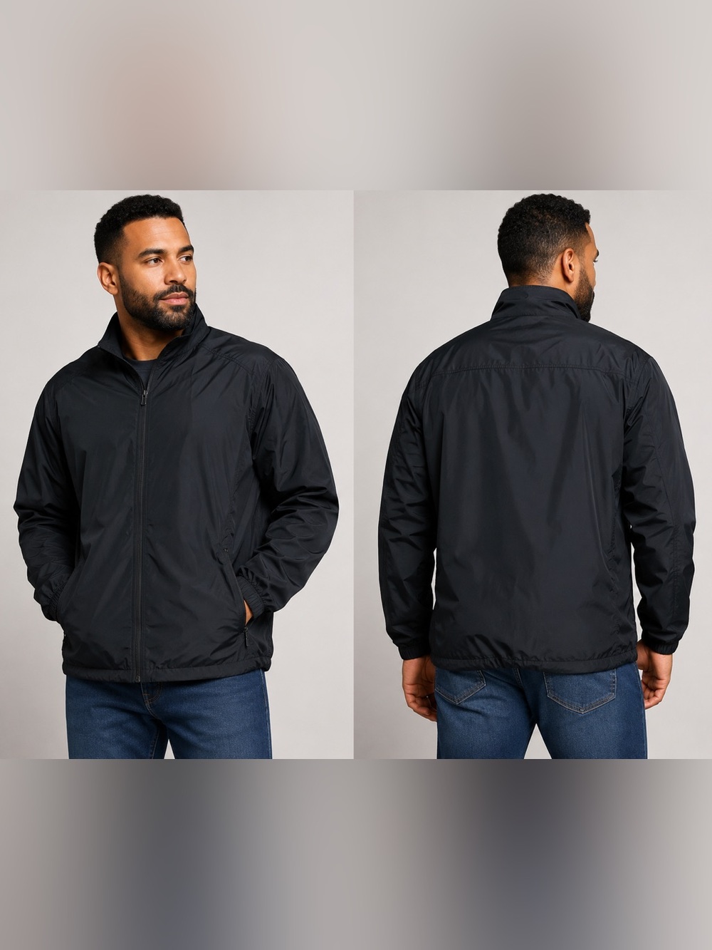 Greg Norman Men’s 2XL Black Full Zip Lightweight Fleece Lined Jacket XXL